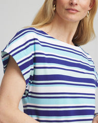 Chico's Clothing Stripe Modern Cap Sleeve Tee