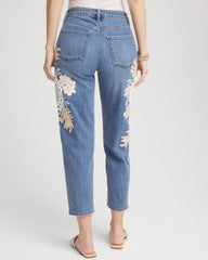 Chico's Clothing Embellished Tapered Cropped Jean