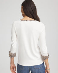 Chico's Clothing Pima Jewel Neck Contrast Tee