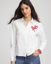 Chico's Clothing Crystal Heart Poplin Shirt