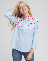 Chico's Clothing V-Day Striped Poplin Shirt