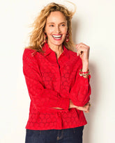 Chico's Clothing Heart Eyelet Button Down Shirt
