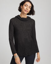 Chico's Clothing Lace Hem Cowlneck Top