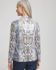 Chico's Clothing Sequin Reptile Funnel Neck tee