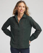 Chico's Clothing Lace Cotton Voile Shirt