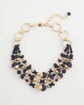 Chico's Jewelry Gold & Navy Bead Necklace