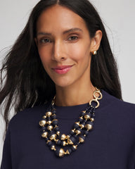 Chico's Jewelry Gold & Navy Bead Necklace