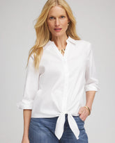 Chico's Clothing Poplin Tie-Front Top