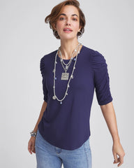 Chico's Clothing Ruched Sleeve Knit Tee