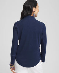 Chico's Clothing Collared Henley Denim Top