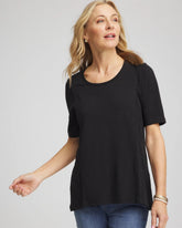 Chico's Clothing Slub Paneled Elbow Tee