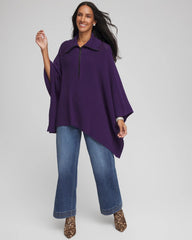 Chico's Clothing Rhinestone Zip-Collar Sweater Poncho