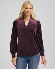 Chico's Clothing Art Deco Velvet Burnout Top