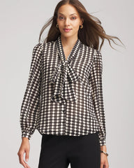 Chico's Clothing Clip-Dot Tie-Front Blouse