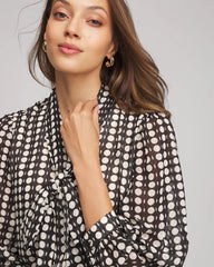 Chico's Clothing Clip-Dot Tie-Front Blouse
