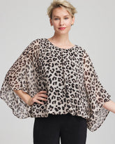 Chico's Clothing Travelers™ Animal-Print Bubble-Hem Chiffon Blouse