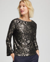 Chico's Clothing Art Deco Burnout Jacquard Top