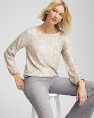 Chico's Clothing Drizzled Sequins Bubble-Hem Top