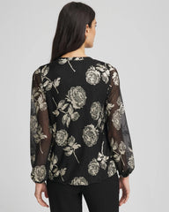Chico's Clothing Floral Metallic Bodre Top