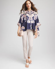 Chico's Clothing Collarless Floral-Paisley Poncho
