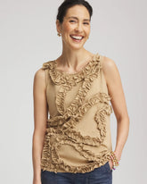 Chico's Clothing Sleeveless Ruffle-Appliqué Tank Top