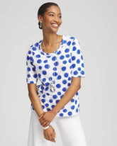 Chico's Clothing Polka-Dot Slub Short Sleeve Tee