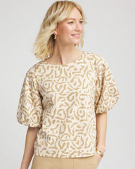 Chico's Clothing Animal Print Bubble Sleeve Top