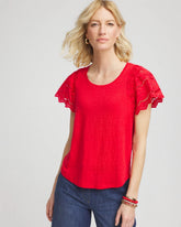 Chico's Clothing Linen Embroidered Lace Tee