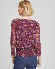 Chico's Clothing Paisley Textured Banded-Hem Top