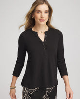 Chico's Clothing Cotton Slub Henley Shirt