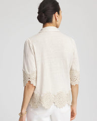 Chico's Clothing Crochet Trim Linen Shirt