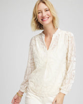 Chico's Clothing Cream Burnout Pullover Blouse
