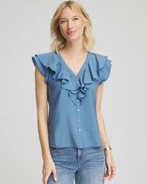 Chico's Clothing Crepe Ruffle-Trim Blouse