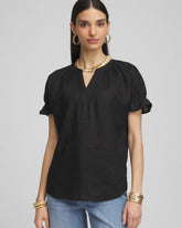 Chico's Clothing Linen Flutter-Sleeve Popover Top