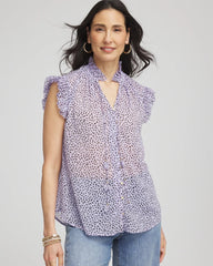 Chico's Clothing Cheetah Print Ruffle-Collar Blouse