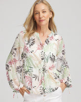 Chico's Clothing Drawstring Crinkle Chiffon Blouse