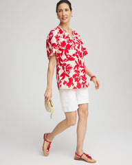 Chico's Clothing Floral Linen Popover Shirt