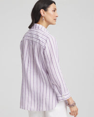 Chico's Clothing No Iron™ Plum Striped Linen Shirt
