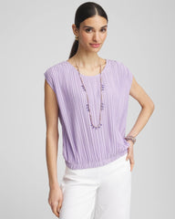 Chico's Clothing Pleated Bubble-Hem Tee