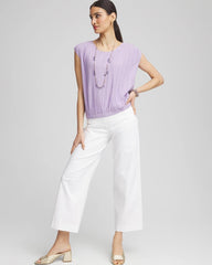 Chico's Clothing Pleated Bubble-Hem Tee