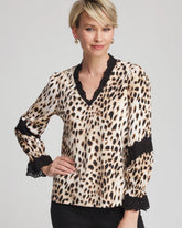 Chico's Clothing Animal Print Long-Sleeved Top