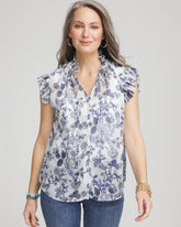Chico's Clothing Butterfly Ruffle Collar Blouse