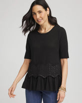 Chico's Clothing Chevron Sequin Peplum Linen Tee