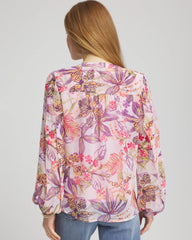 Chico's Clothing Floral Georgette Pintuck Blouse