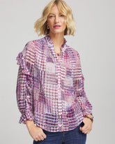 Chico's Clothing Gingham-Print Georgette Blouse