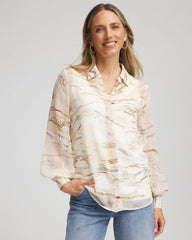 Chico's Clothing Georgette Blouson Sleeve Blouse