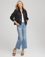 Chico's Clothing Embroidered Eyelet Collared Shirt