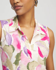 Chico's Clothing Watercolor Slub Sleeveless Collared Tunic
