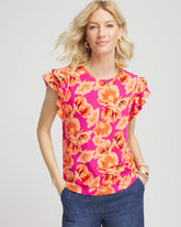 Chico's Clothing Touch of Cool™ Tropical Flutter Sleeve Tee