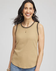 Chico's Clothing Contrast-Trim Ribbed Cotton Tank Top